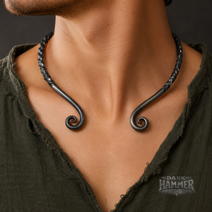 Collier unisexe torsadé en fer forgé à la main, imitation antique, écologique, style médiéval, objet d'art et de collection, cadeau - Product Image 2