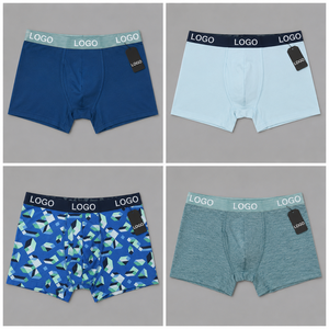 Sous-vêtements pour homme, caleçons boxer en coton extensible, respirant, doux, confortable, ceinture élastique jacquard, logo personnalisé, OEM, étiquette privée - Product Image 2