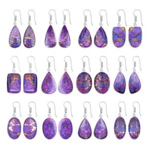 Pendientes Colgantes Clásicos y Elegantes con Turquesa Morada en Varias Formas, Ideales para Regalos de Compromiso, Fiesta o Aniversario - Product Image 1