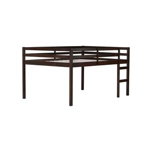 Cama alta de madera maciza de caucho con escalera, estilo loft, tamaño completo - Product Image 2
