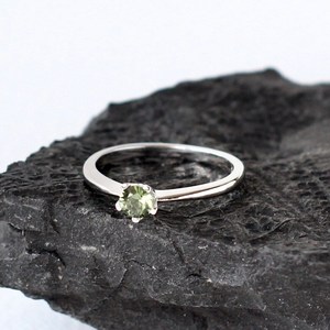 Minimalist Moldavite <b>Ring</b> Sterling Silver Green Gemstone <b>Dainty</b> <b>Ring</b> Handmade Crystal Jewelry for Women - Product Image 5
