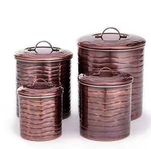 Elegante Tarro Clásico de Cobre Martillado en Forma de Pera con Tapa Abatible, Contenedor Hermético para Alimentos, Disponible al por Mayor - Product Image 2