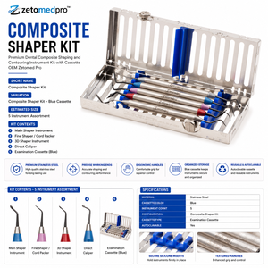 Kit de Instrumentos Premium para Modelado y Contorneado de Composite Dental, 5 Escaladores con Cassette OEM Zetomed Pro - Product Image 2