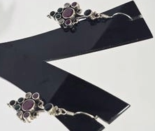 Boucles d'oreilles pendantes en argent 925 avec rubis, turquoise et pierres précieuses multicolores taille coussin, faites à la main, géométriques, d'inspiration vintage, sécurisées, cadeau pour elle - Product Image 2