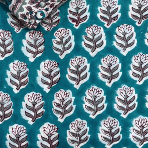 Tela de Algodón Puro con Estampado Floral de Lujo Hecha a Mano en India, Tela Textil para Cama y Comedor de Artesanos de Jaipur, Ecológica y Sostenible - Product Image 1