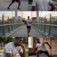 Vente en gros de hauts de yoga sans couture pour hommes, coupe ajustée, respirants, à séchage rapide, t-shirts de fitness pour la salle de sport, vêtements de sport tricotés à haute élasticité