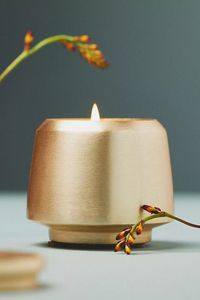 Polished Decorative Brass Candle Vessels Candle Holder Container For Elegant <b>Table</b> Centerpiece Interior Accent - Product Image 6