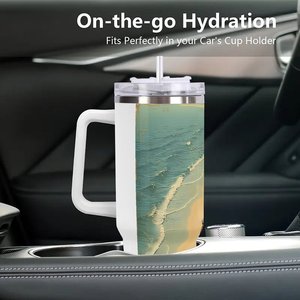 แก้วน้ำเก็บอุณหภูมิแบบกำหนดเอง ขนาด 40 ออนซ์ ทำจากสแตนเลส ลายวิวชายหาด - Product Image 3
