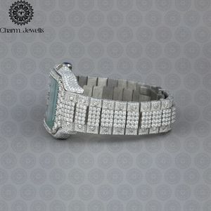 Montre de luxe pour homme Charm_Jewells en acier inoxydable, boîtier de 30 mm, mécanique, accents de diamants, bracelet en acier inoxydable, verre, style Hip Hop, 10 bars - Product Image 4