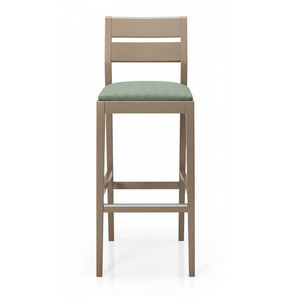 Chaise de bar ergonomique à dossier à lattes en teck massif, robuste et moderne, idéale pour la maison, les hôtels, les salles à manger, les appartements, les cuisines et les restaurants – Offre Spéciale - Product Image 2