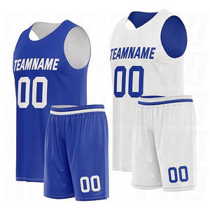 Ensemble de maillot et short de basketball unisexe, style classique, bleu royal et blanc, séchage rapide, sublimation, grandes tailles - Product Image 1