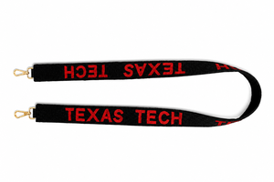 สายรัดกระเป๋าแบบเว็บบิ้งสีดำน้ำหนักเบาของ Texas Tech พร้อมตัวอักษรสีแดงนูนและตะขอสีทอง แฟชั่น ทนทาน ใช้ได้กับกระเป๋าในวันแข่งขัน - Product Image 2