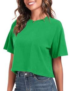 T-shirt court ample à manches courtes pour femme, collection Printemps-Été, personnalisable avec logo, en coton vierge - Product Image 1