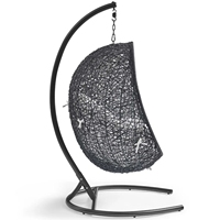 Fauteuil suspendu contemporain d'extérieur en forme d'œuf avec support en acier, pivotant, résistant aux intempéries, durable, confortable pour patio, parc, villa