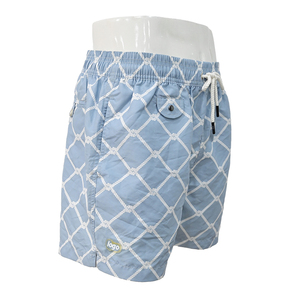 Shorts de bain et de surf personnalisés pour hommes à séchage rapide avec logo, taille élastique, gris, pour la plage - Product Image 5