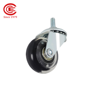 Ruedas giratorias de PU de 1.5 pulgadas con vástago roscado de 1/4" x 15 mm y rodamientos para carros de muebles y equipos ligeros - Product Image 6
