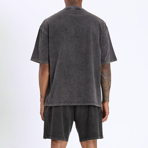 Conjuntos de Camiseta y Pantalones Cortos con Lavado Ácido de Alta Calidad YT-KF108, Ropa de Lino Extra Grande Personalizada, Camisetas con Estampado Gráfico para Hombre - Product Image 3
