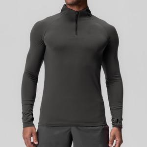Camiseta de compresión de manga larga con cremallera para hombre, personalizada al por mayor, para fitness, entrenamiento, gimnasio, ropa deportiva, sudadera, camiseta 1/4 - Product Image 4