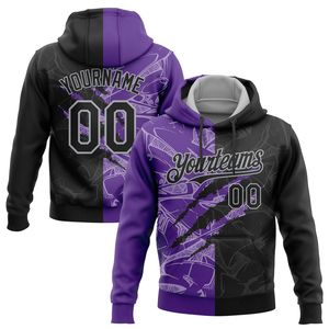 Sudadera con Capucha Personalizada para Hombre, Diseño de Grafiti Morado y Negro, Sublimación, Poliéster, Ropa Deportiva Informal para Otoño - Product Image 5