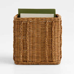 Open Top Rattan Storage <b>Basket</b> Woven Organizer <b>Basket</b> Practical Storage <b>Basket</b> For Magazine Book And Living Room <b>Display</b> - Product Image 1