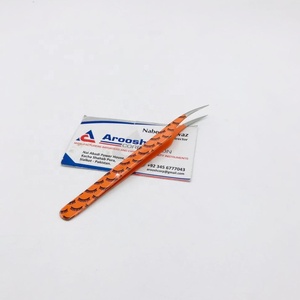 Pince à épiler professionnelle de volume pour cils en acier inoxydable d'isolation orange de haute qualité - Product Image 4