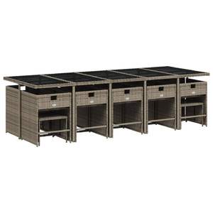 Conjunto de Comedor Plegable para Patio de 14 Plazas, en Ratán Sintético Gris, para Jardín - Product Image 5