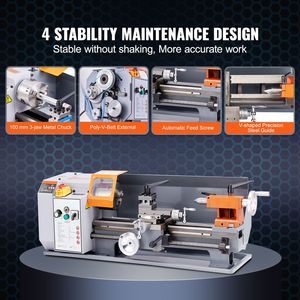 Tornio da banco in metallo 7.87FT X 13.78FT, 50-2500 RPM, velocità variabile continua, macchinario di precisione per metallurgia e lavorazione dei metalli - Product Image 4