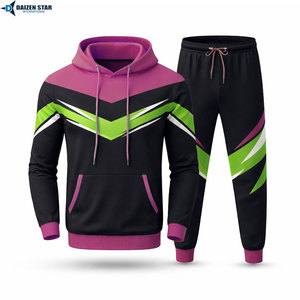 Men's Sporty Hoodie Set Color Blocking Print Breathable Knitted Polyester Regular Fit Autumn Wear - Product Image 6
