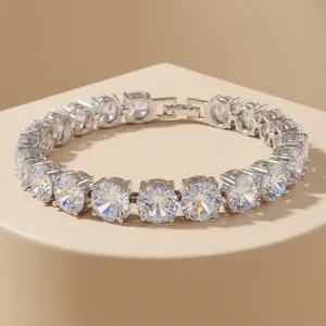 RAMDUT IMPEX - Elegante Brazalete de Diamantes Blancos Cultivados en Laboratorio, Corte Princesa, Certificado IGI, Chapado en Oro de 14k, 17 cm, para Mujer - Product Image 4