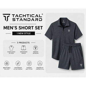 Tachtical Standard Men's Summer Casual Shirt And Shorts <b>Set</b> Breathable Lightweight Quick Dry Matching 2 Piece Outfit - Product Image 2