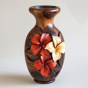 Vase à fleurs en bois poli pour décoration intérieure de bureau de luxe, avec étiquetage privé, matériau durable et finition élégante - Product Image 5
