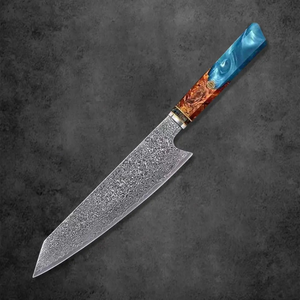 Couteau de Chef Artisanal Premium LEGACY BLADES en Acier Damas 67 Couches VG10, Manche en Bois et Résine, Ambidextre, Écologique, Compatible Lave-Vaisselle - Product Image 2