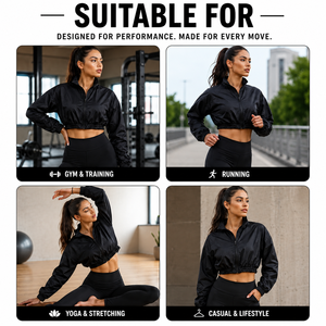 Jogging Active Wear Polyester Cropped Windbreaker <b>Jacket</b> Private Label OEM - Product Image 5