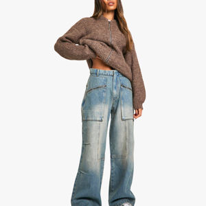 Nouvelle Arrivée : Salopette en Jean Respirante pour Femme, Logo Personnalisé, Vêtements en Gros, Motif Uni, Jean Oversize - Product Image 5