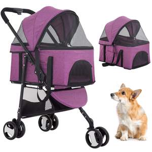 TH-PPS-476 Three Wheel Travel <b>Pet</b> <b>Stroller</b> with Spacious Cabin Lightweight Build and Ventilated Panels - Product Image 1