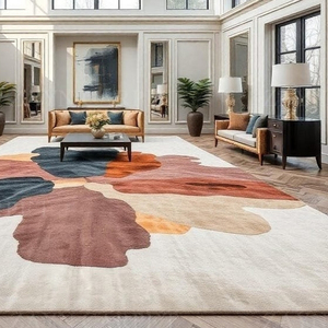 Alfombra Moderna Multicolor Abstracta con Diseño de Tierra, Hecha a Mano con Lana, para Interiores y Exteriores, Decoración del Hogar, con Base Antideslizante - Product Image 2