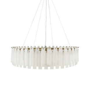 Lustre moderne en laiton avec tiges en verre blanc, luminaire suspendu circulaire pour la décoration de la maison, design durable, lumières de Noël - Product Image 2