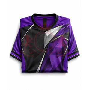 Camiseta de Fútbol Geométrica Morada y Negra para Hombre, Manga Corta, Cuello en V, Poliéster que Absorbe la Humedad, Ajuste Atlético, para Todas las Temporadas - Product Image 3