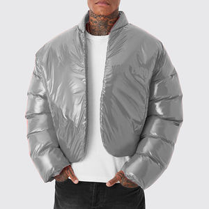 Vestes d'hiver rembourrées en duvet de canard léger et chaud, à logo personnalisé, en nylon noir, à capuche, pour hommes, à prix abordable - Product Image 5