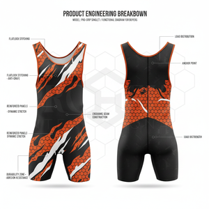 Combinaison de lutte personnalisée de qualité supérieure pour hommes, vêtements de sport compressifs et extensibles sublimés, uniformes d'entraînement d'équipe - Product Image 2