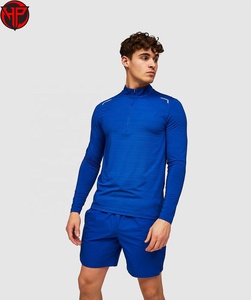 เสื้อยืดกีฬาผู้ชายคุณภาพสูงแบบรัดรูป คอซิป แขนยาว เสื้อยืดออกกำลังกายผู้ชาย เสื้อยืดระบายอากาศอุ่นสบายสำหรับผู้ชาย - Product Image 1