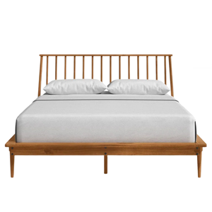 Modern Solid <b>Wood</b> <b>Platform</b> <b>Bed</b> with Spindle Headboard and Tapered Legs Soft Bedroom Hotel Villa Furniture Wholesale - Product Image 1