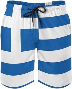 Bañador para hombre con bandera de Grecia, de secado rápido, para verano, playa, con forro de malla, estampado digital por sublimación, cortos cortavientos. - Product Image 1
