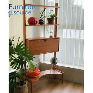 Estante de almacenamiento de escalera de madera maciza con gabinete-Muebles de exhibición de sala de estar de Vietnam OEM/ODM para el hogar del hotel - Product Image 2