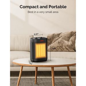 Calentador Eléctrico Cerámico PTC de 1000W para Espacios Interiores Pequeños, Calefacción Silenciosa con Protección Contra Sobrecalentamiento y Volteo - Product Image 2