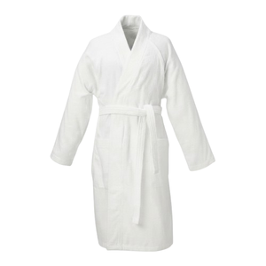 Robe longue en tissu éponge pour femmes, manches longues, col en V, couleur unie, 100% coton, style classique, lavable en machine, vêtements d'automne - Product Image 1