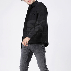 Veste d'hiver pour homme en coton, personnalisable avec logo, respirante, pour usage extérieur, veste en jean unie pour homme, vente en ligne. - Product Image 5