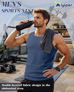 Débardeur en coton premium pour hommes, débardeur de sport sans manches, t-shirt d'entraînement personnalisé avec logo, vêtements de sport pour hommes - Product Image 4