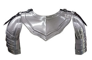 Conjunto de Armadura Medieval de Gorgeta y Pauldron de Acero Suave Plateado para Cuello y Hombros de Caballero, para Disfraces de Recreación Histórica - Product Image 6