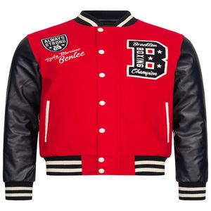 Chaqueta Universitaria Varsity 100% Lana, Chaqueta de Béisbol Varsity Bordada, Ligera, Profesional, para Hombre - Product Image 1